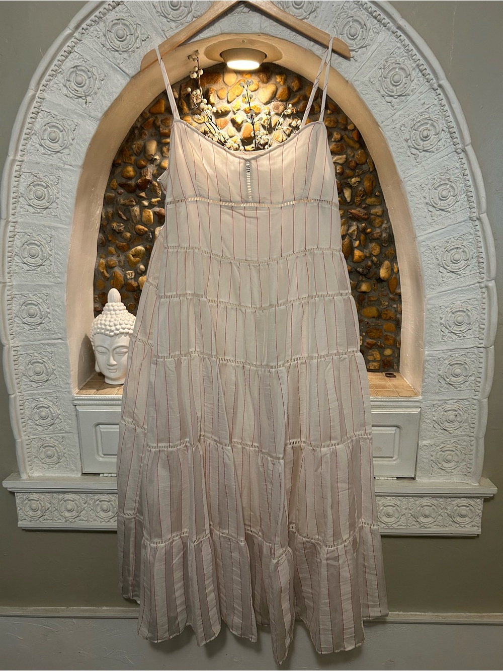 J. Crew Cream Maxi Dress with Pink Stripes - Picture 2 of 5